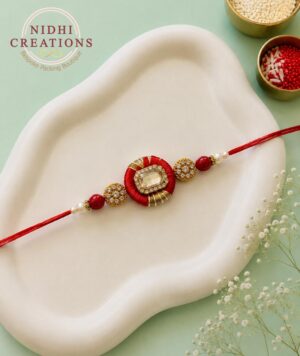 Red Gemstone Elegance Rakhi