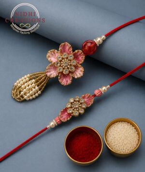 Pink Blossom Pair Rakhi Set