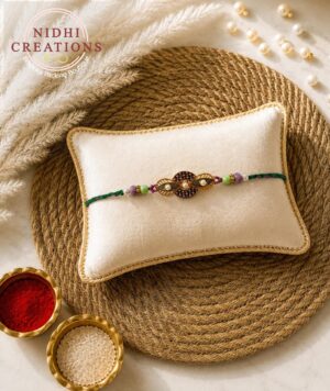 Mosaic Emerald Leaf Rakhi