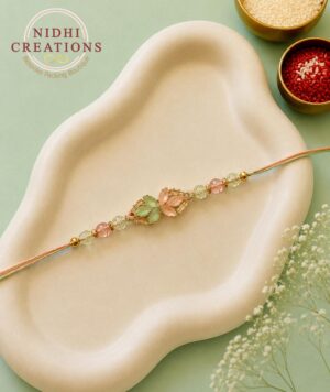 Pastel Leaf Crystal Rakhi