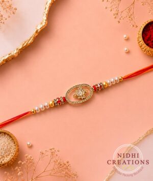 Crystal Ganesha Oval Rakhi