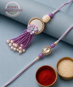 Lavender Mirror Pair Rakhi Set