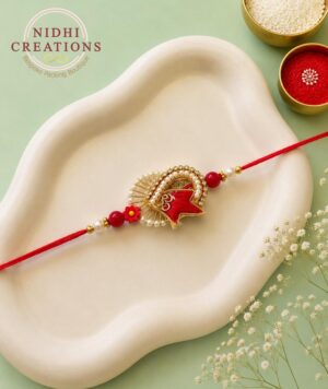 Red Pearl Fan Rakhi