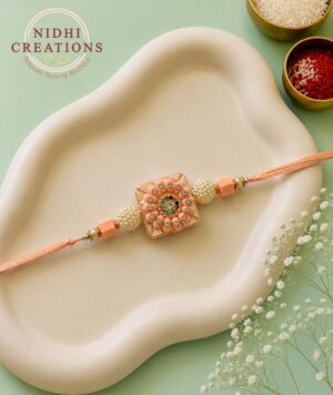 Peach Pearl Blossom Rakhi