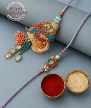 Pastel Peacock Pair Rakhi Set