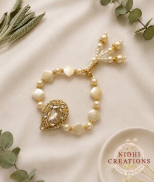 Ivory Crystal Teardrop Bhabhi Bracelet