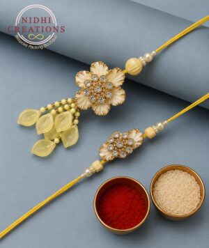 Yellow Blossom Pair Rakhi Set