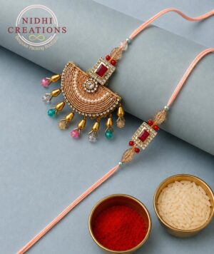 Ruby Crescent Pair Rakhi Set