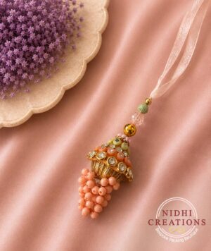 Peach Crystal Bloom Bhabhi Lumba