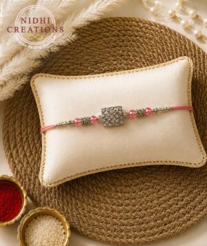 Blush Crystal Silver Rakhi