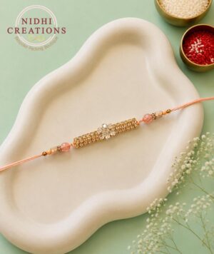 Peach Diamond Bar Rakhi
