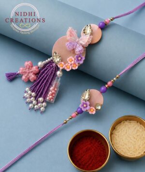 Lavender Butterfly Pair Rakhi Set