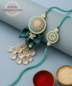 Emerald Pearl Pair Rakhi Set