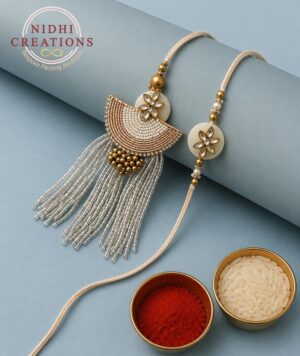 Ivory Cascade Pair Rakhi Set