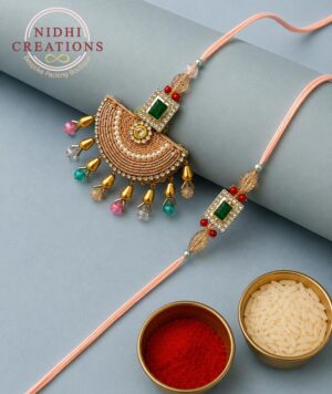Emerald Crescent Pair Rakhi Set