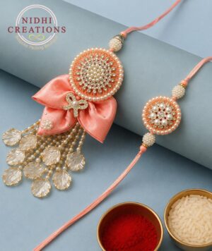 Peach Royale Pair Rakhi Set